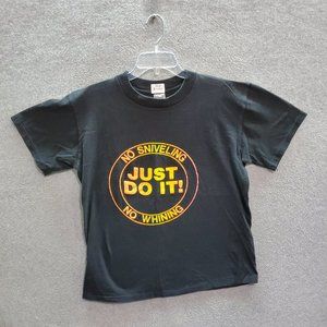 VINTAGE No Whining Just Do It Men T-Shirt Large Black‎ Single Stitch Tee READ